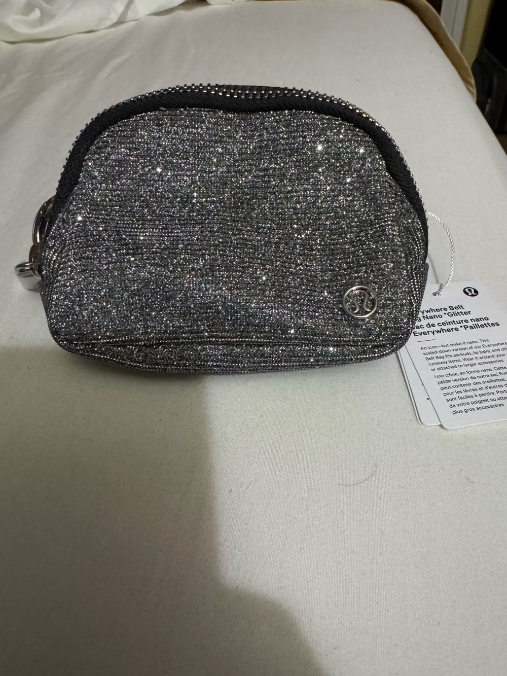 NWT Lululemon Silver and black Glitter everywhere belt bag nano